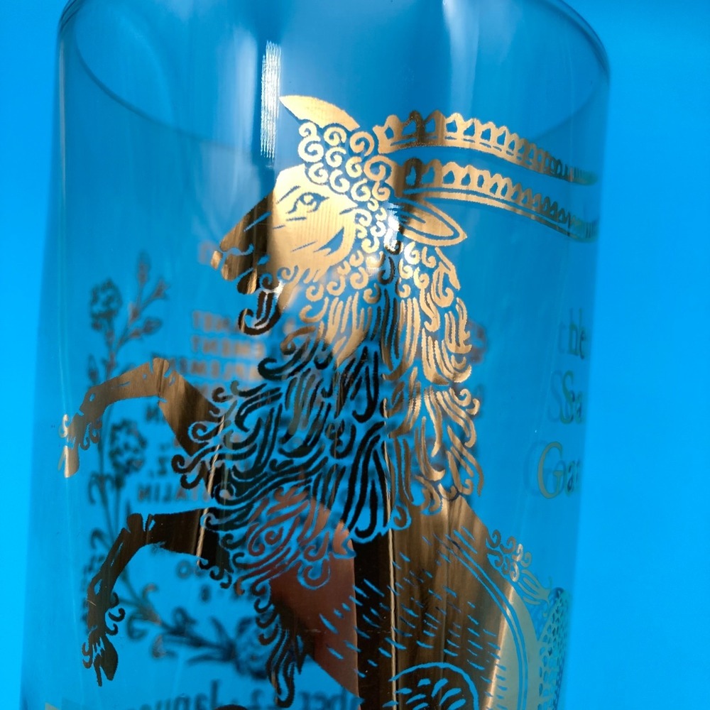 Vintage 1970s Federal Glass Capricorn Zodiac Glass Tumbler The Sea Goat Gold - Picture 2 of 9